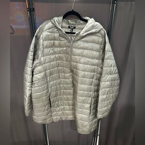 Light Gray Quilted Hooded Jacket